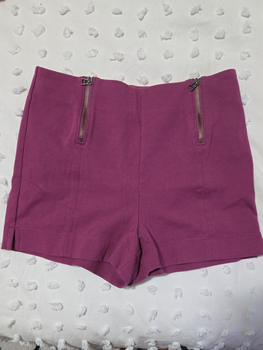 Aritzia (Sunday Best) High-Waist Magenta Zip-Accent Shorts